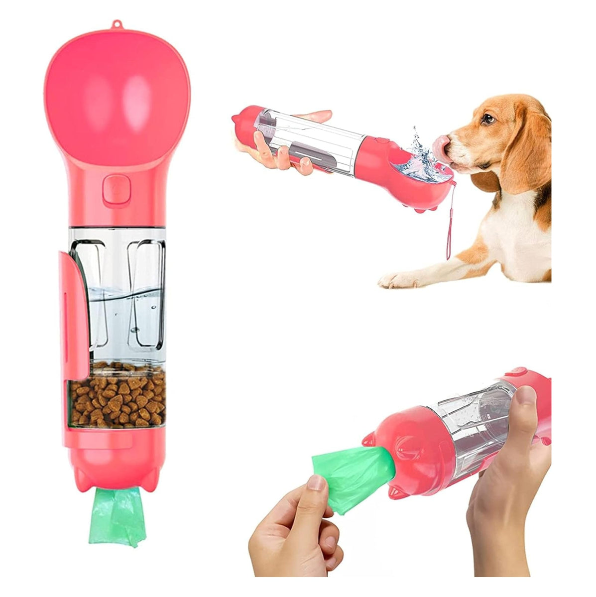 Botella Multifuncional para Mascotas 4 en 1